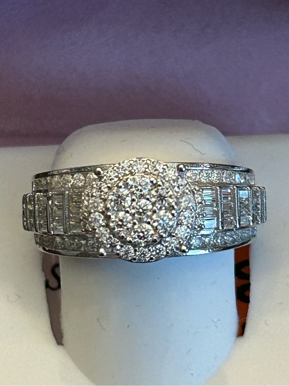 Dazzling 2.25CTW Genuine Moissanite Cluster Ring in 925 Sterling Silver Size 9 - Picture 10 of 12